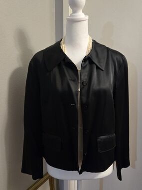 Gap Black Satin Women's Button-Front Jacket Size 8